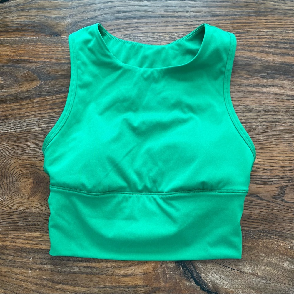 Women’s All in Motion Vibrant Green Crop Tank Top Sports Bra Size XS